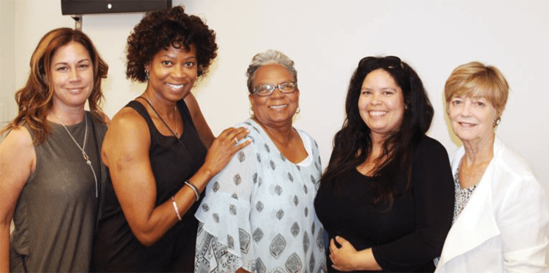 From left, CRM Ronnie Shupe; Karen Vertti, Supervising Psychiatric Social Worker and Healing Trauma Facilitator; retired Capt. Rochelle Leonard, Beyond Violence/Healing Trauma facilitator; S. Calhoun, Criminologist Researcher; and Dr. Stephanie Covington