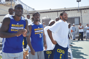 Andre "NBA" Belion, David Lee and SQ Warriors coach Rafael Cuevas