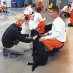 Shirley Mesa, with Mesahaus Dog Training visits Pups on Parole