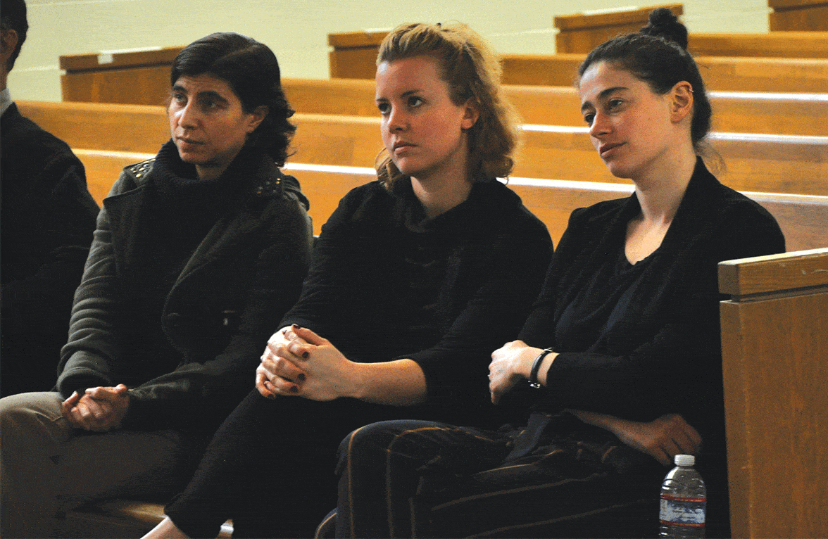 Dr. Hollander, Denali Tiller and Rebecca Stern watching the documentary premiere in the SQ Chapel