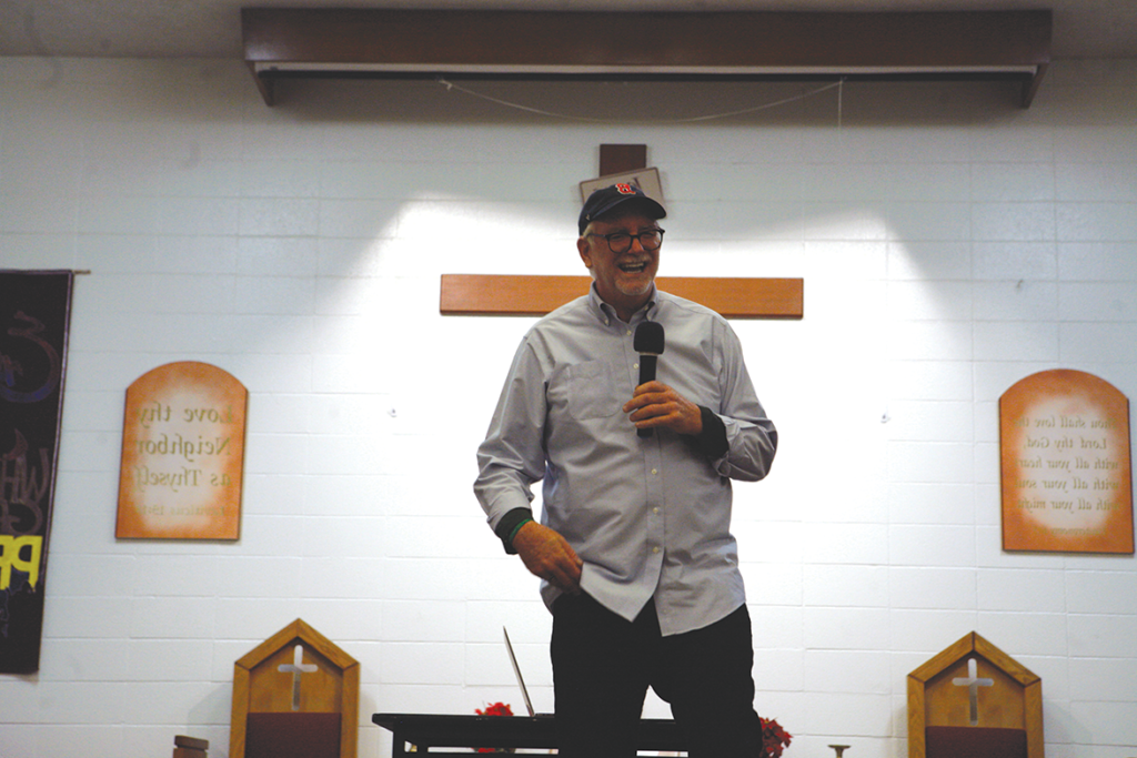 Bob Goff talking about ambitions in the SQ Protestant Chapel