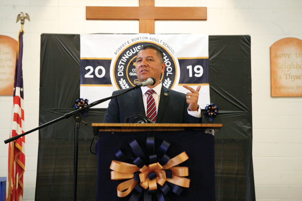 CDCR Secretary Ralph Diaz on stage sharing his experiences as a Correctional Officer