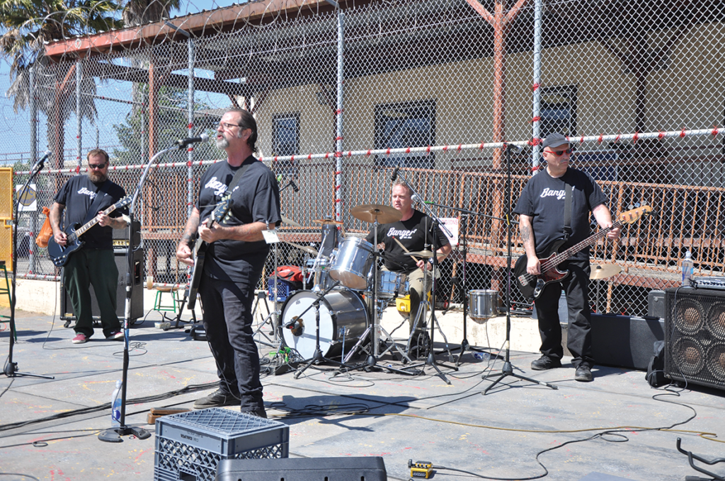 The Bangers on stage on the Lower Yard performing