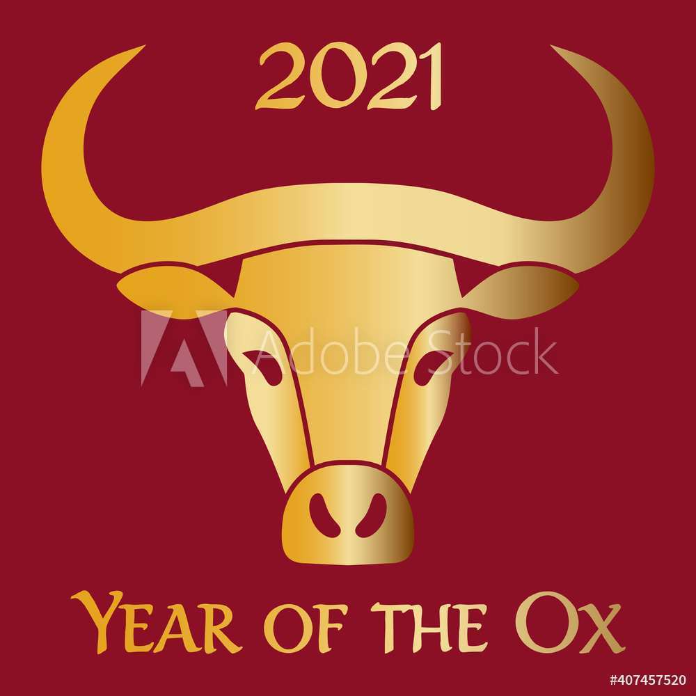 red gold 2021 year of the ox chinese new year graphic