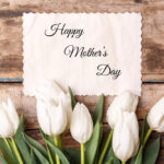 Happy mothers day card with bunch of tulips