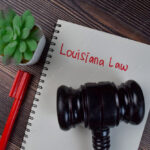 Lousiana Law write on a book isolated on Wooden Table.