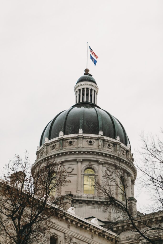 Indiana State House Dome on a Cloudy Winter Day
