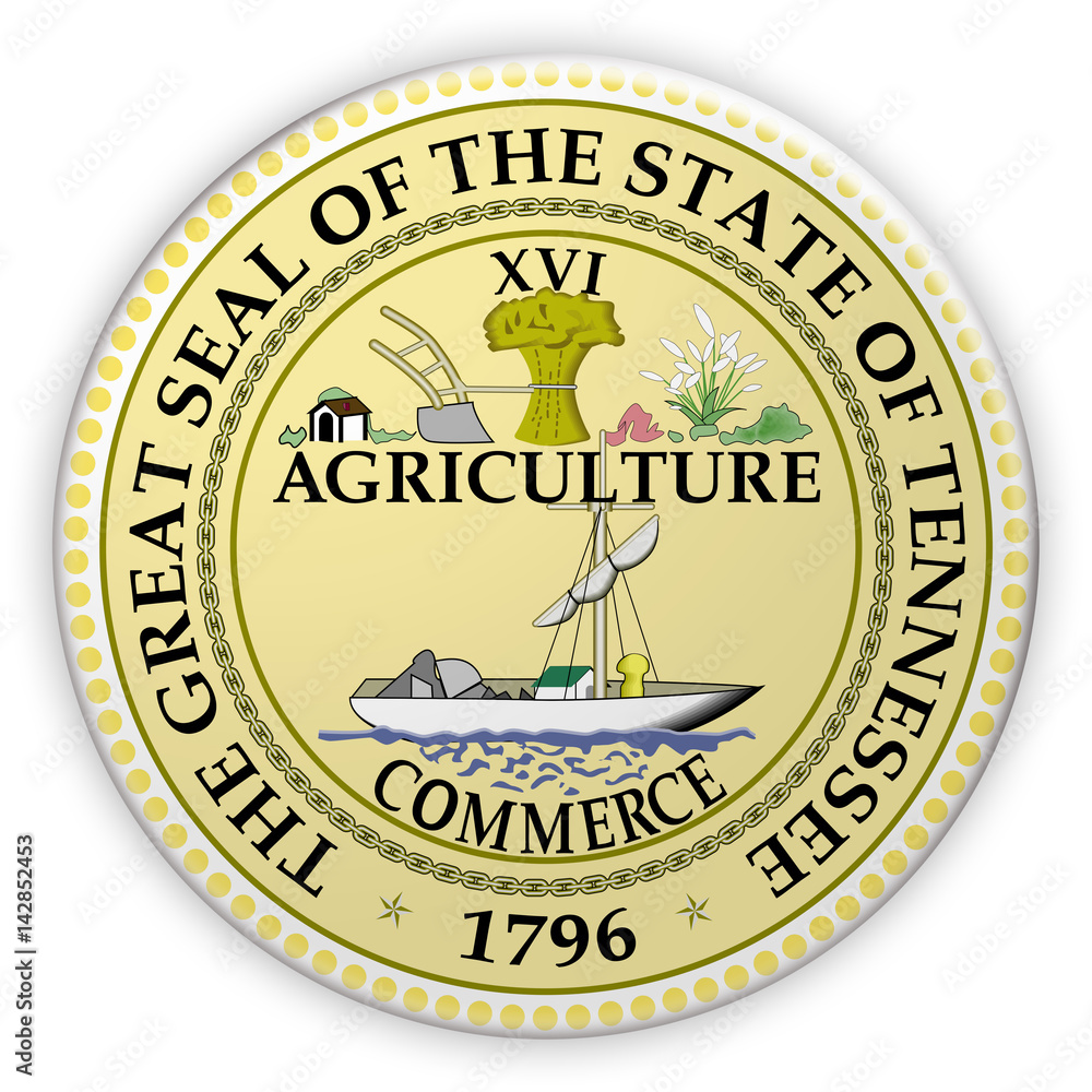 Badge US State Seal Tennessee, 3d illustration