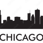 Chicago skyline silhouette vector of famous places