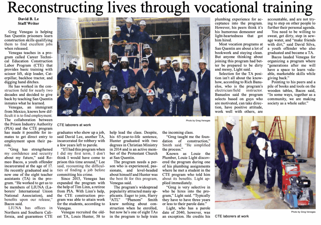 Vocational article in SQNews inspires resident to pursue rehabilitation
