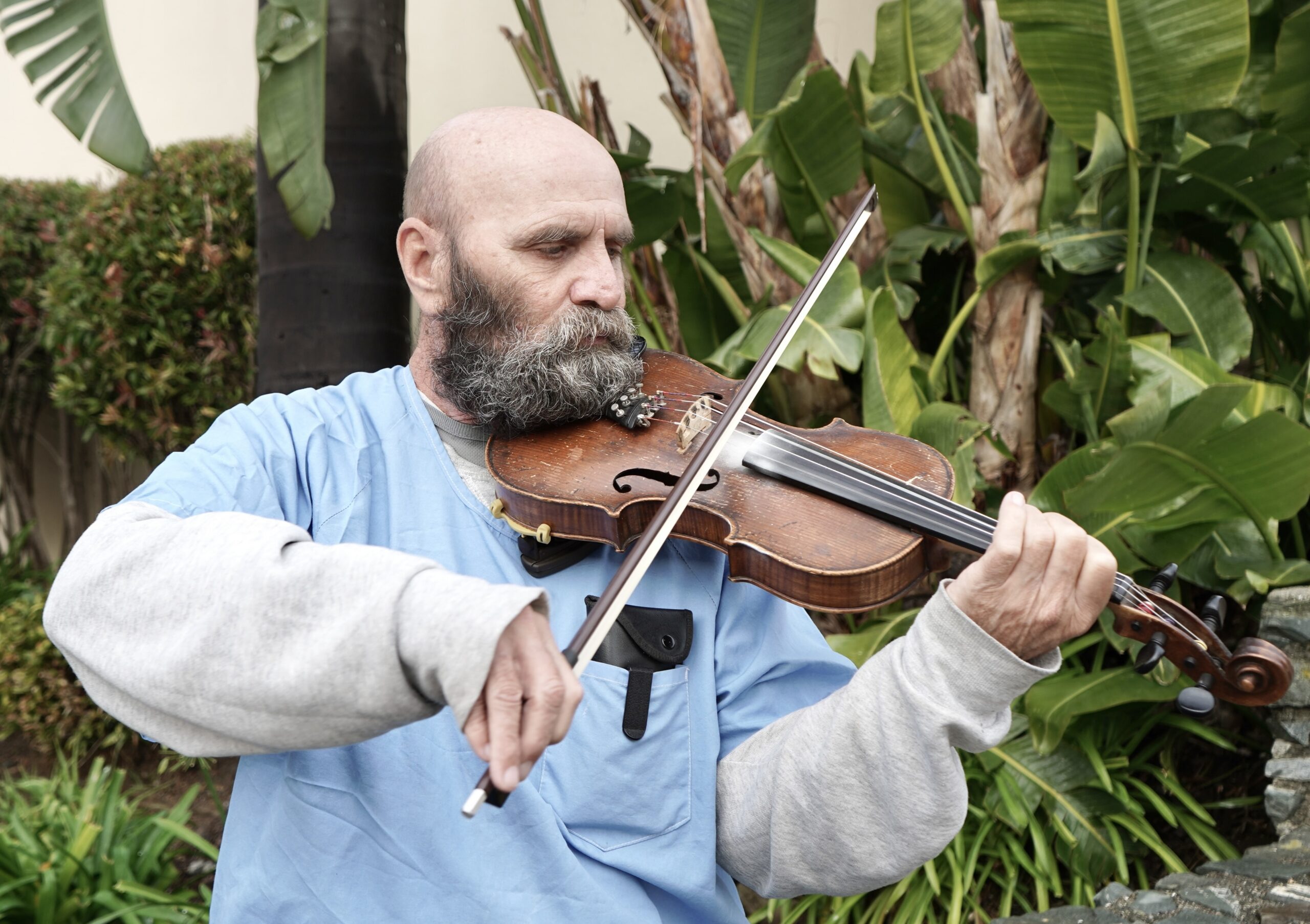Violinists practice all around San Quentin