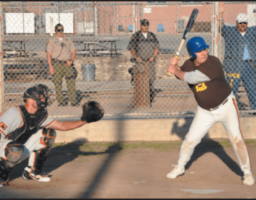 Bob Sharka at bat for the Sun against SQ Giants Bob Sharka at bat for the Sun against SQ Giants