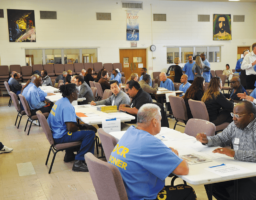 Inmates interviewing with employers at seventh session of PEC Prison To Employment Connection, SQ