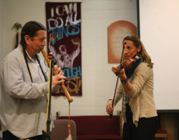 Gregory “White Eagle” Coates on flute and Courtney Rein on violin Gregory “White Eagle” Coates on flute and Courtney Rein on violin