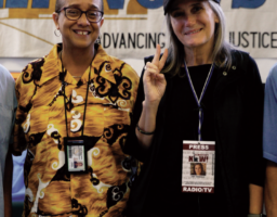 LISA ADAMS of FoSQN (left) AND
AMY GOODMAN of DEMOCRACY NOW