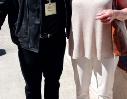 Newly freed, Tommy Ross stands with Mt. Tam’s president, Dr. Jody Lewen.