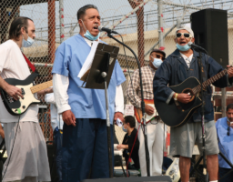 The Spanish-language
“Banda Esperanza”
performs at San Quentin’s
annual Day of Peace
celebration in 2022.