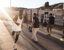 Runner
Bruce Wells dodges
videographers during
the filming of the San
Quentin Marathon.