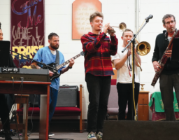 Outside collaborators brought together widely divergent stylistic elements and musical instruments, including brass, strings and woodwinds, melding all into a seamless performance.