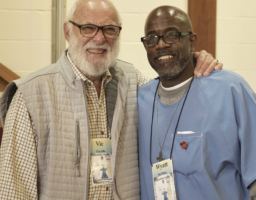 Wyatt McMillan stands alongside veteran volunteer Vic Parella